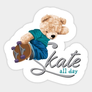 BEAR SKATE ALL DAY Sticker